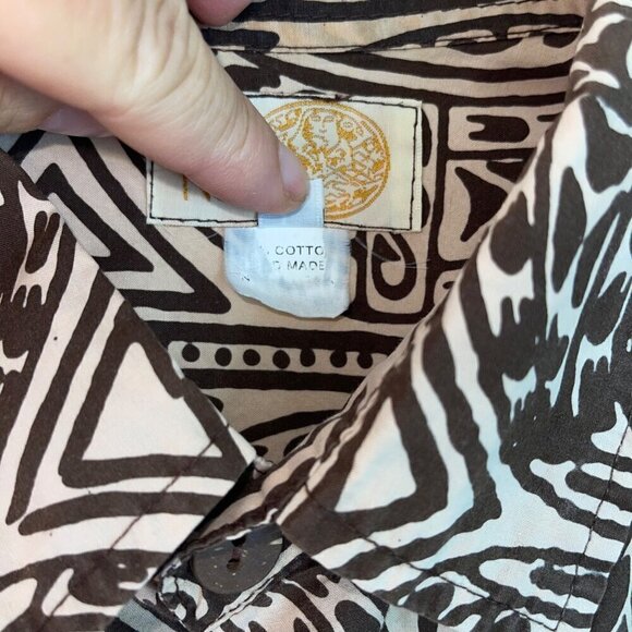 Noa Noa Mens Shirt Size L Brown Abstract Print Hawaiian Button Down Pure Cotton - Picture 5 of 9